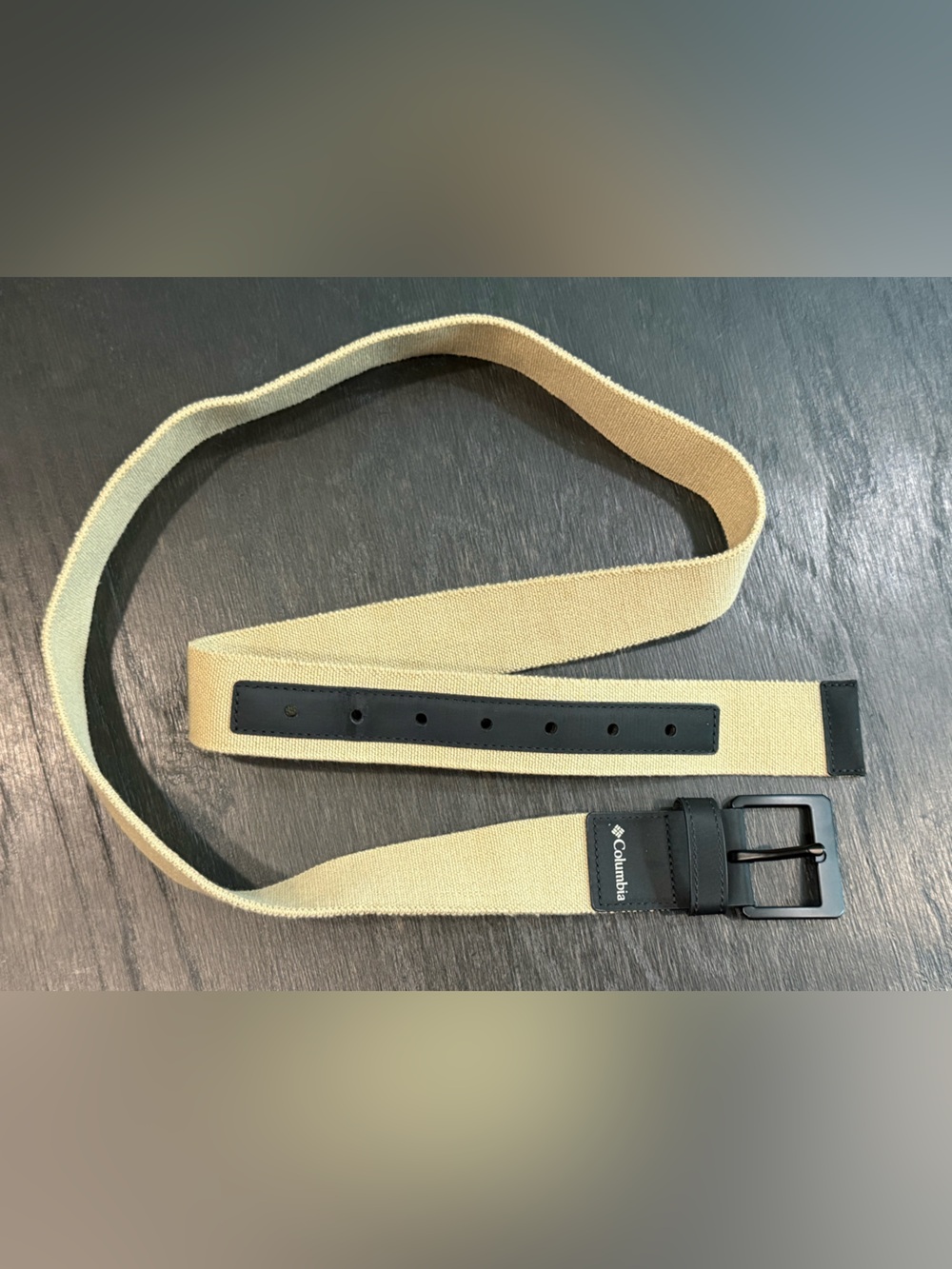 Columbia Men's Stretchable Khaki Belt Faux Black Leather - Size XL (42-44)